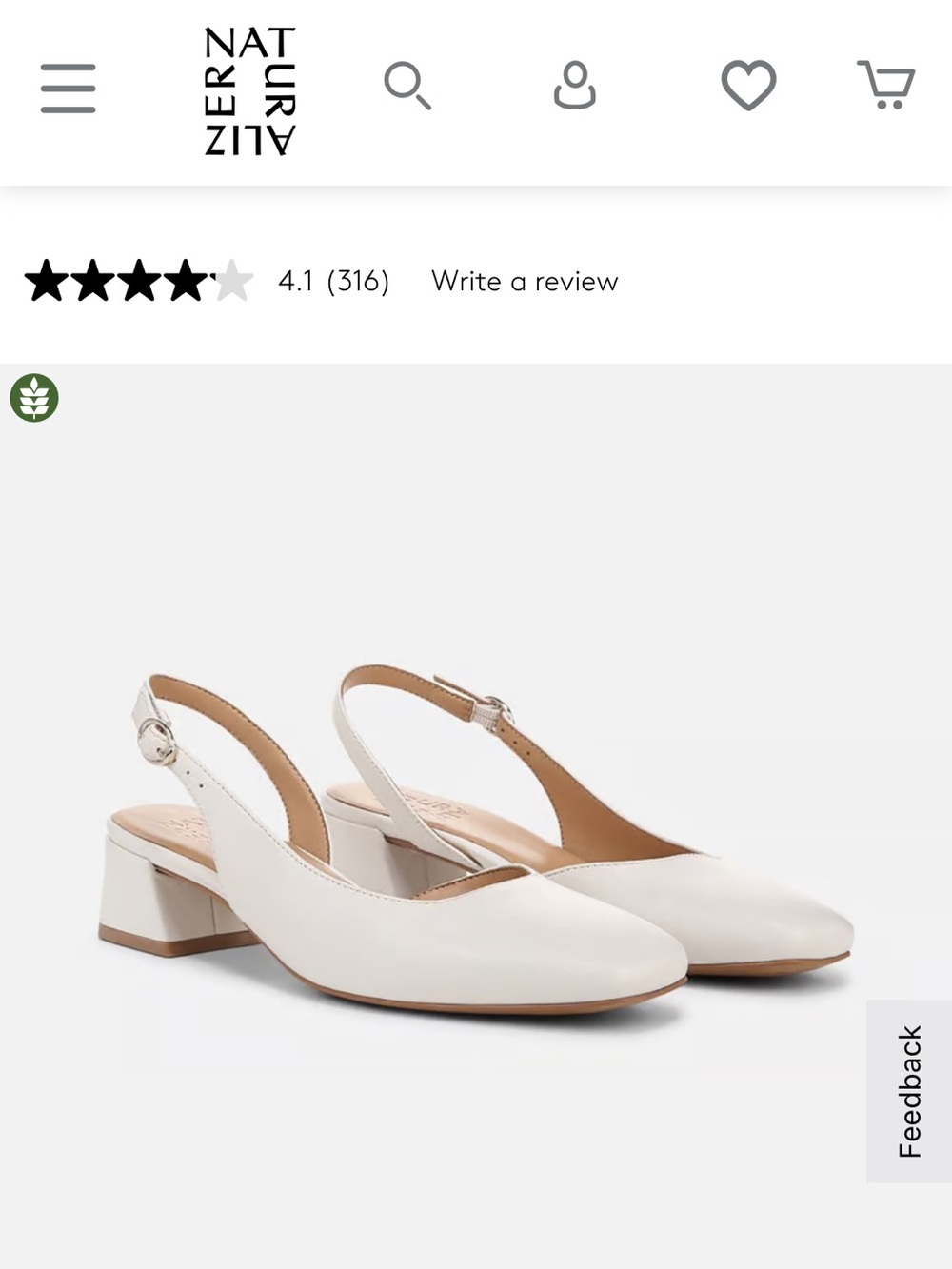 Naturalizer White Jayla Slingback Low Block Heel Pumps